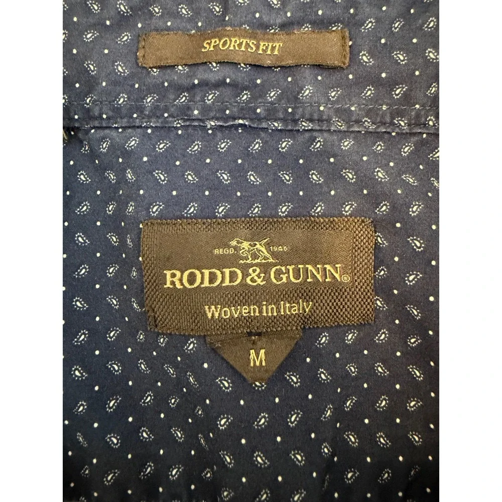 Rodd & Gunn Mens Blue Paisley Print Short Sleeve Button Down Shirt Sports Fit M - Picture 3 of 6